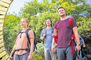 Cast of “Midsommar,” from left: Pugh, Vilhelm Blomgren and Jack Reynor