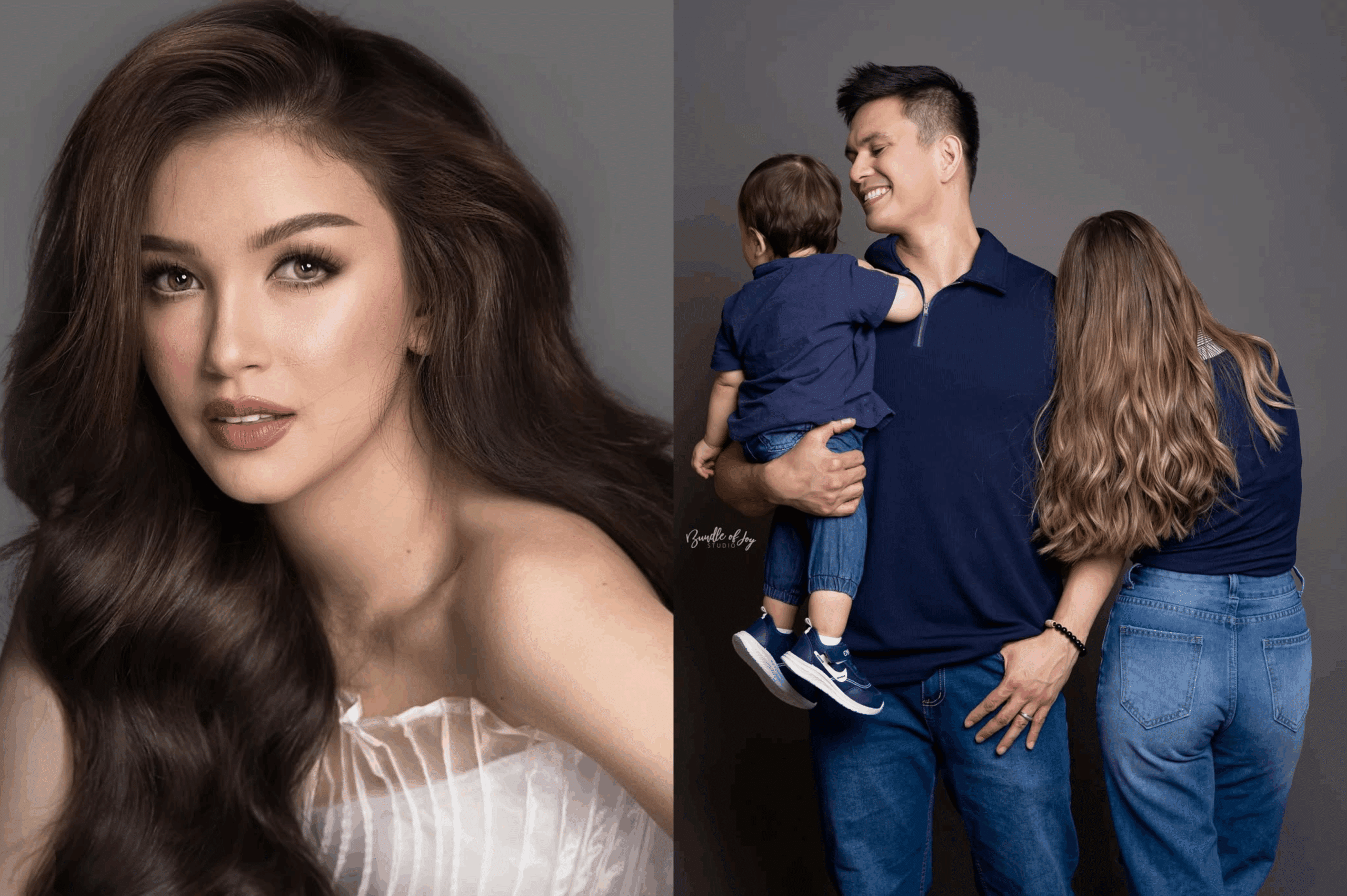 Chella Falconer denies she is Tom Rodriguez’s mystery woman. Images: Mangga Studio via Instagram/@iamchellafalconer, Bundle of Joy Studio via Instagram/@akosimangtomas